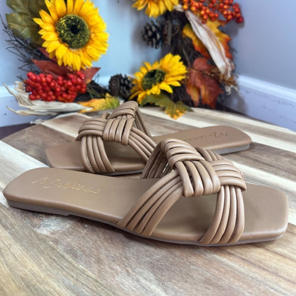 Matisse Leather Knotted Slide Sandals - Samson Sz 8M in Tan